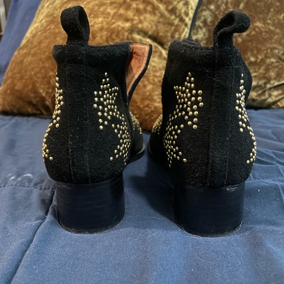 Jeffery Campbell Black + Gold Star Suede Booties sz 7 - Picture 3 of 6